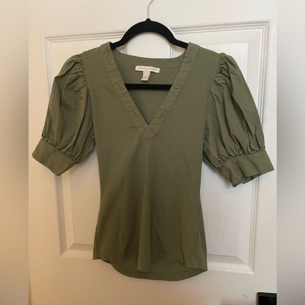 Chelsea & Violet Olive V-Neck Blouse